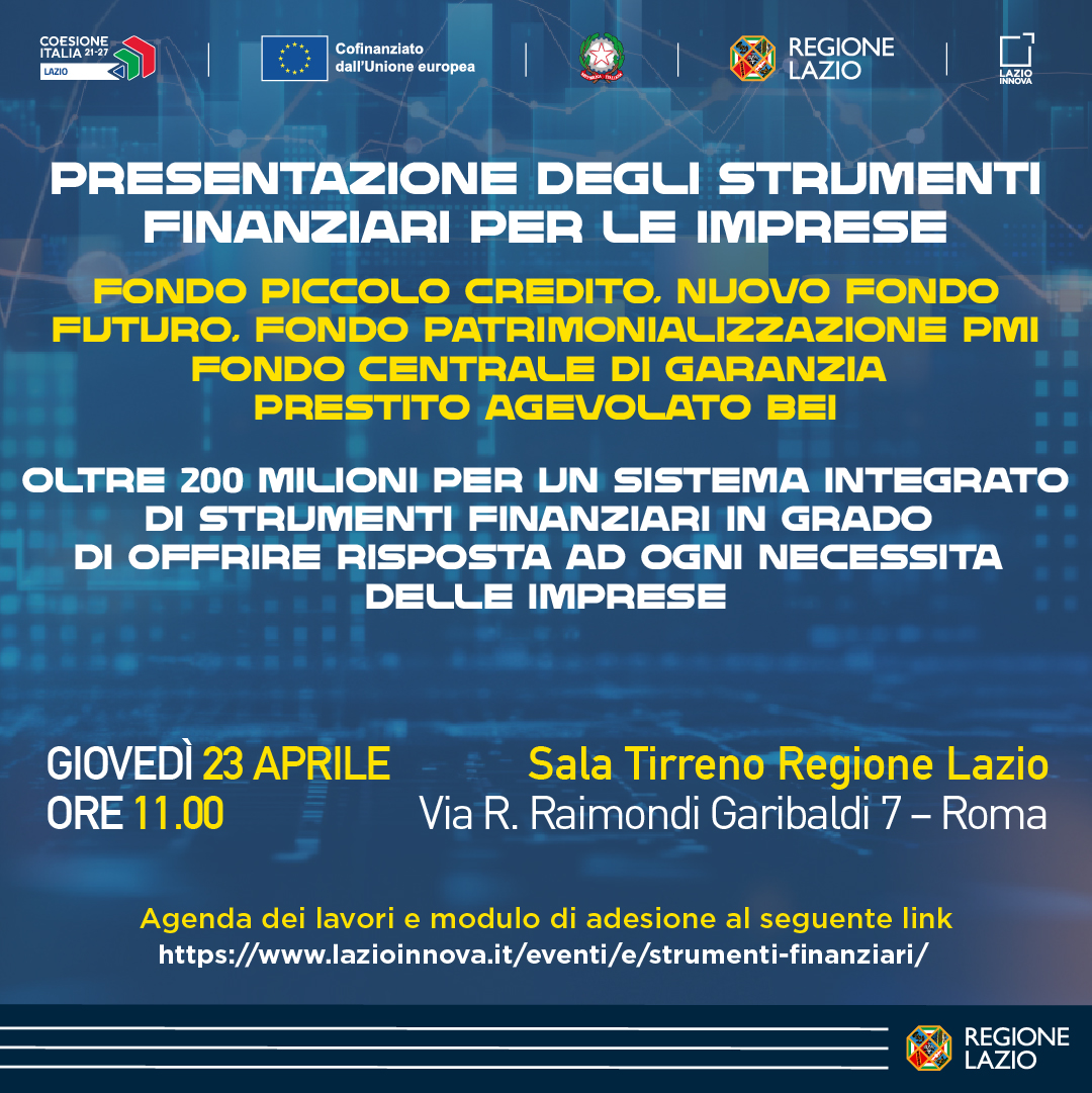 LazioInnova – Presentazione degli strumenti finanziari per le imprese